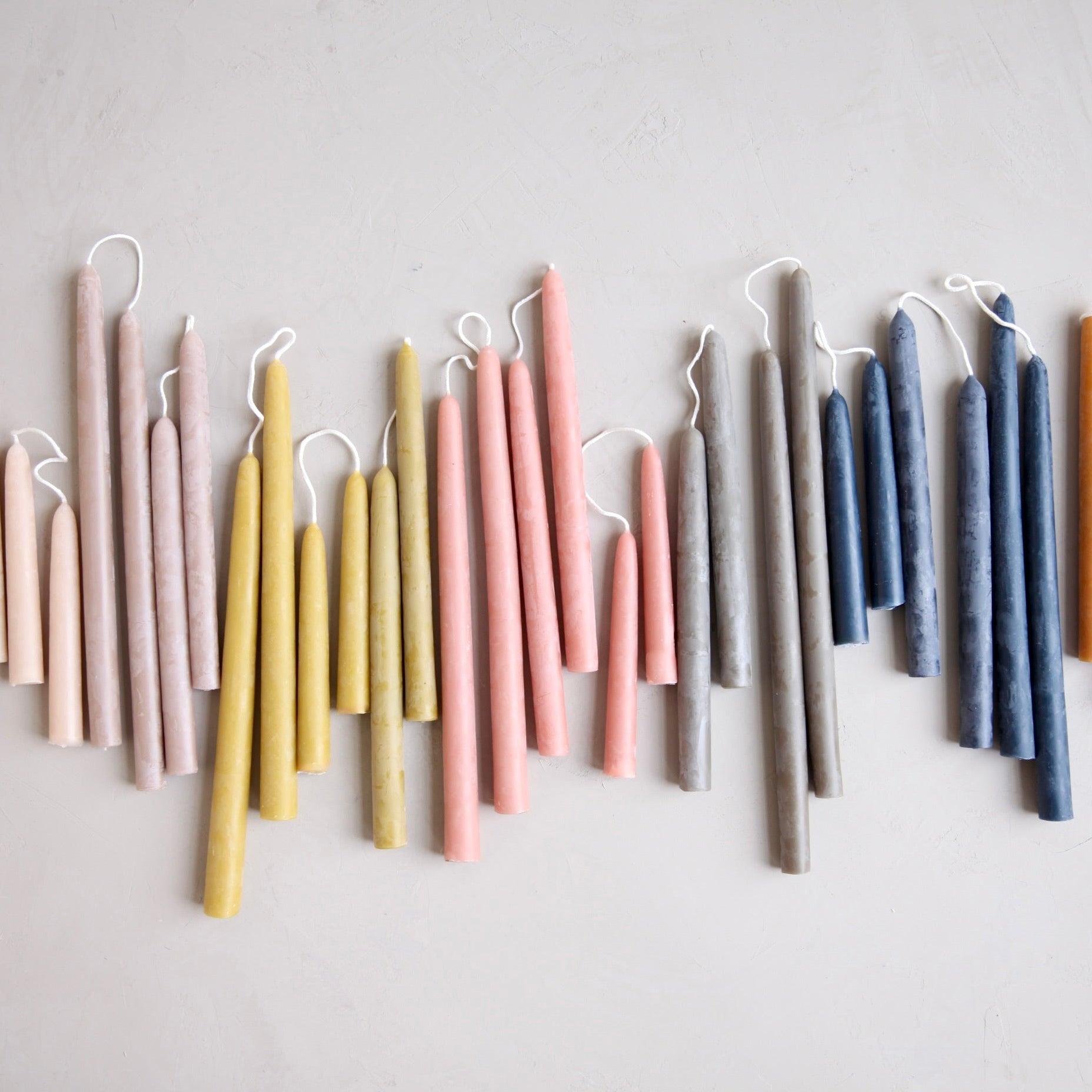 6in Beeswax Dipped Taper Candles Handmade_Nature inspired hues