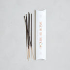 A simple ritual to usher in aura and mood, reset your environment, or inspire a meditative moment. Our bespoke incense is handcrafted in Connecticut with 100% therapeutic grade essential oils.  Each package includes 20 11” punk wood sticks, each with a 45-minute burn time. Crafted to fit a standard incense holder.