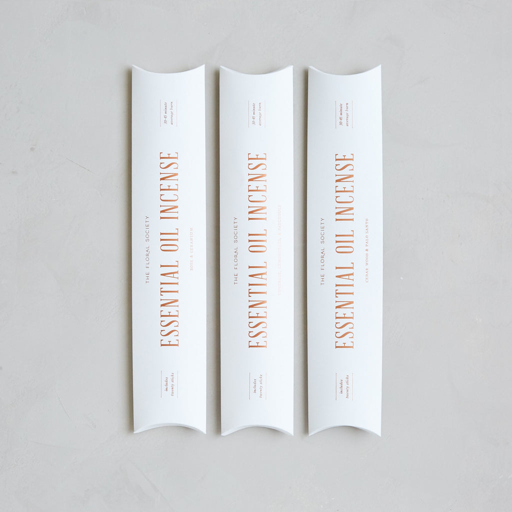 A simple ritual to usher in aura and mood, reset your environment, or inspire a meditative moment. Our bespoke incense is handcrafted in Connecticut with 100% therapeutic grade essential oils.  Each package includes 20 11” punk wood sticks, each with a 45-minute burn time. Crafted to fit a standard incense holder.