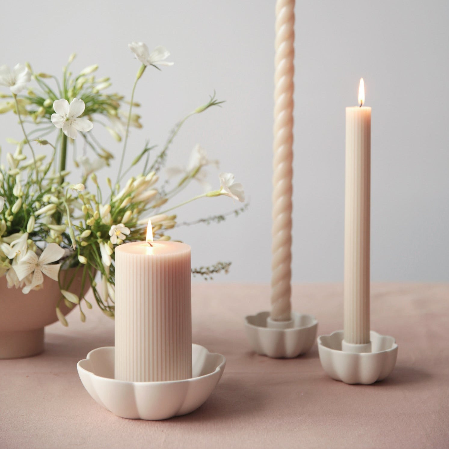 Fancy Ribbed Pillar Candles