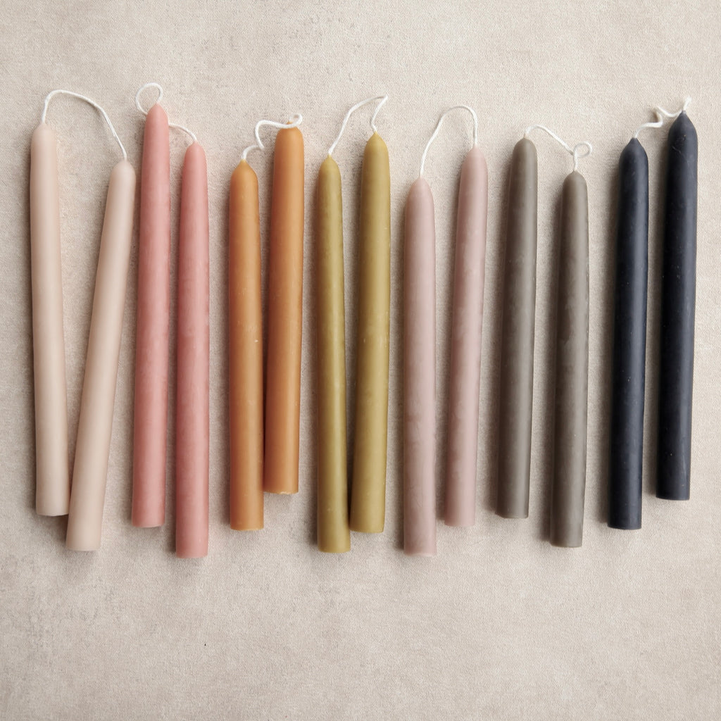 9" Beeswax Dipped Taper Candles 