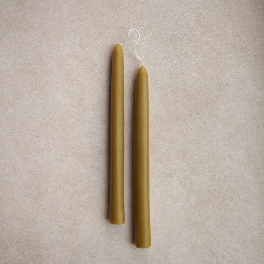 9 inch handmade beeswax taper candles wholesale Olive