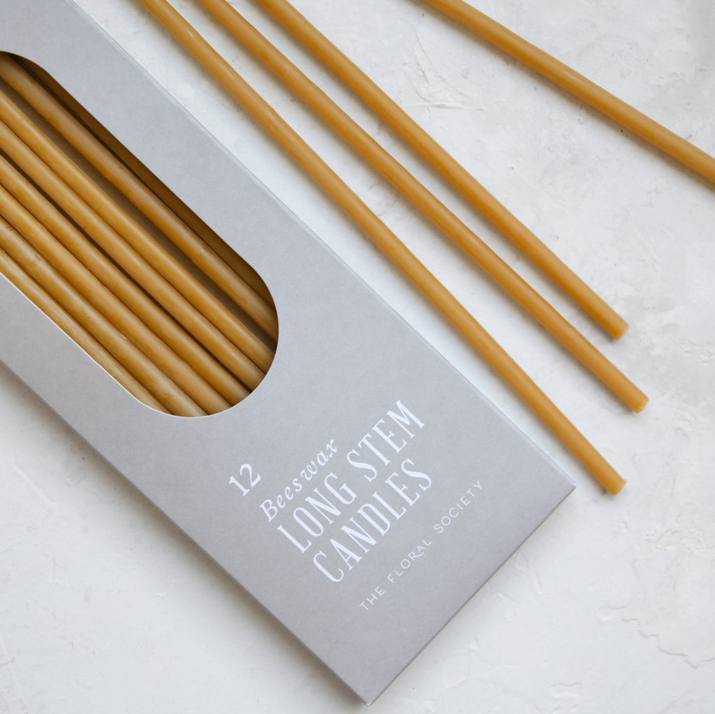 Beeswax Long Stem Skinny Candles Natural Ochre