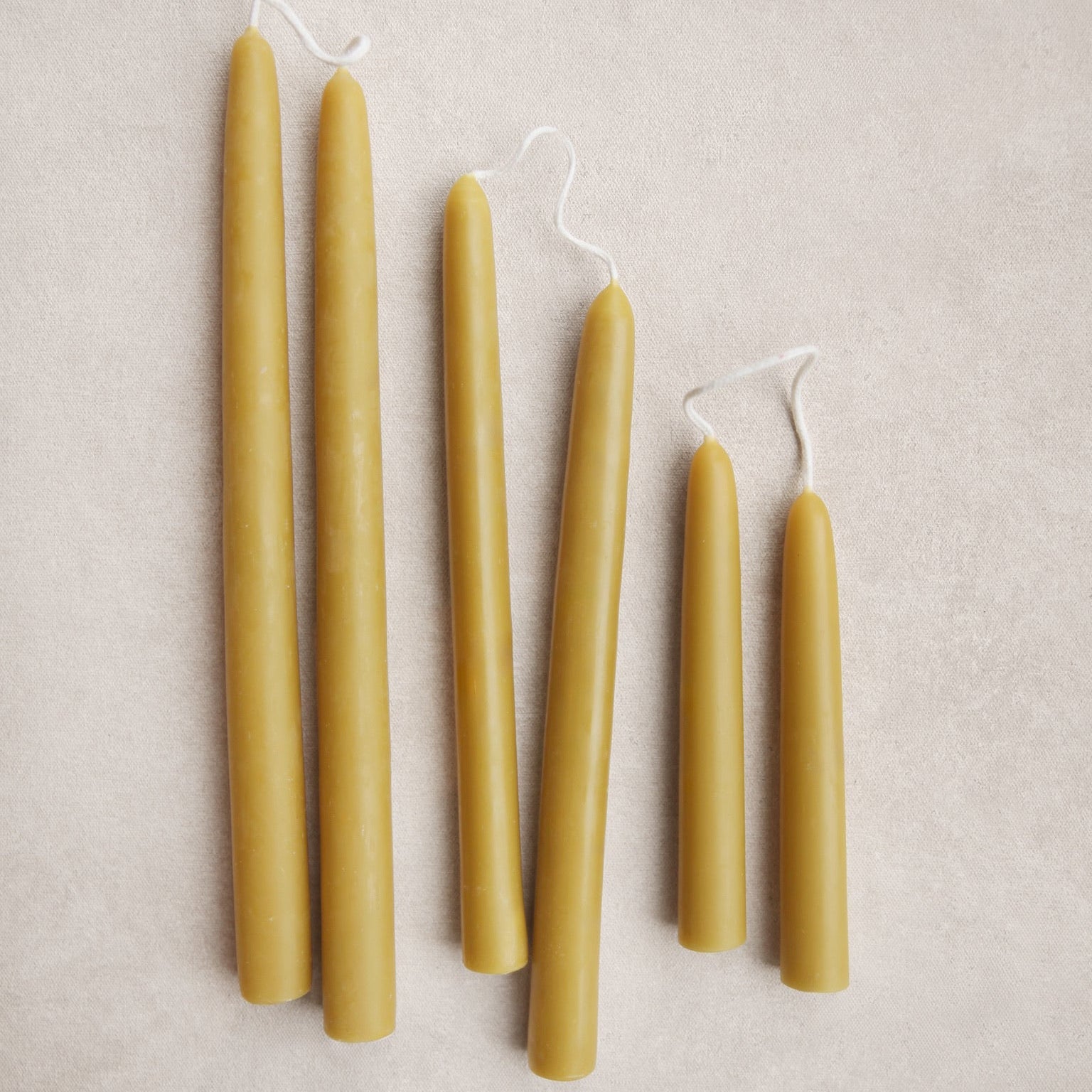 Beeswax Dipped tapers all sizes_Olive