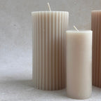 Beeswax Fluted Pillar Candle_Small Pillar Candle_Events Wedding Wholesale. Soft Salt White 