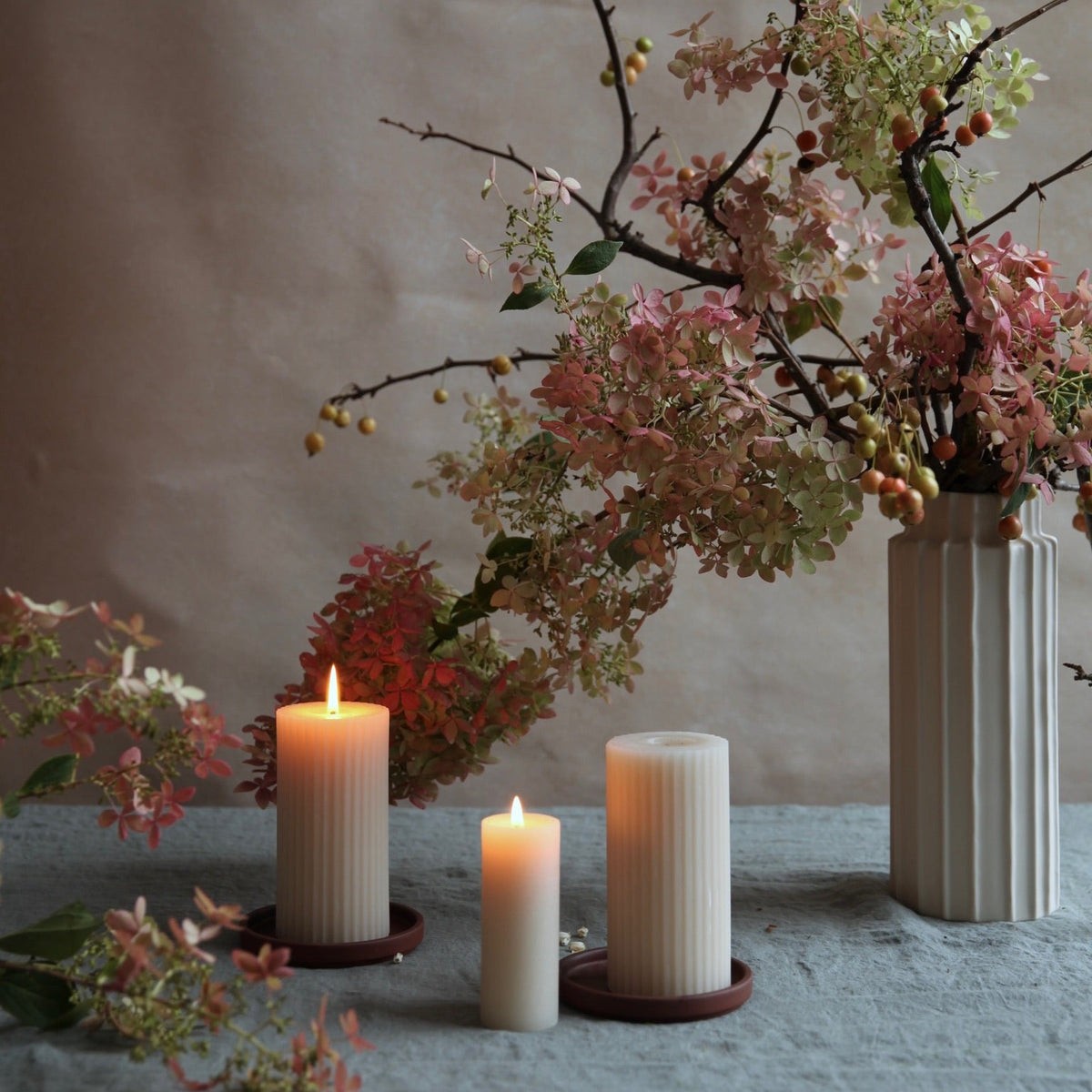 Beeswax Fluted Pillar Candles