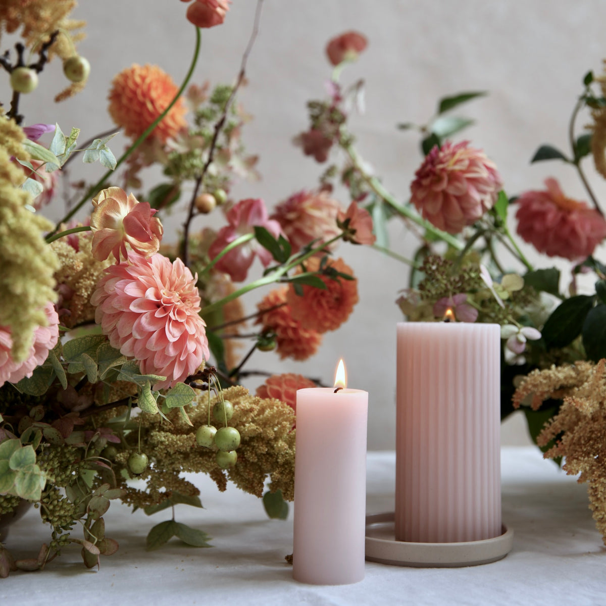 Beeswax Pillar Candle_Bulk Wholesale_Rosewater Blush