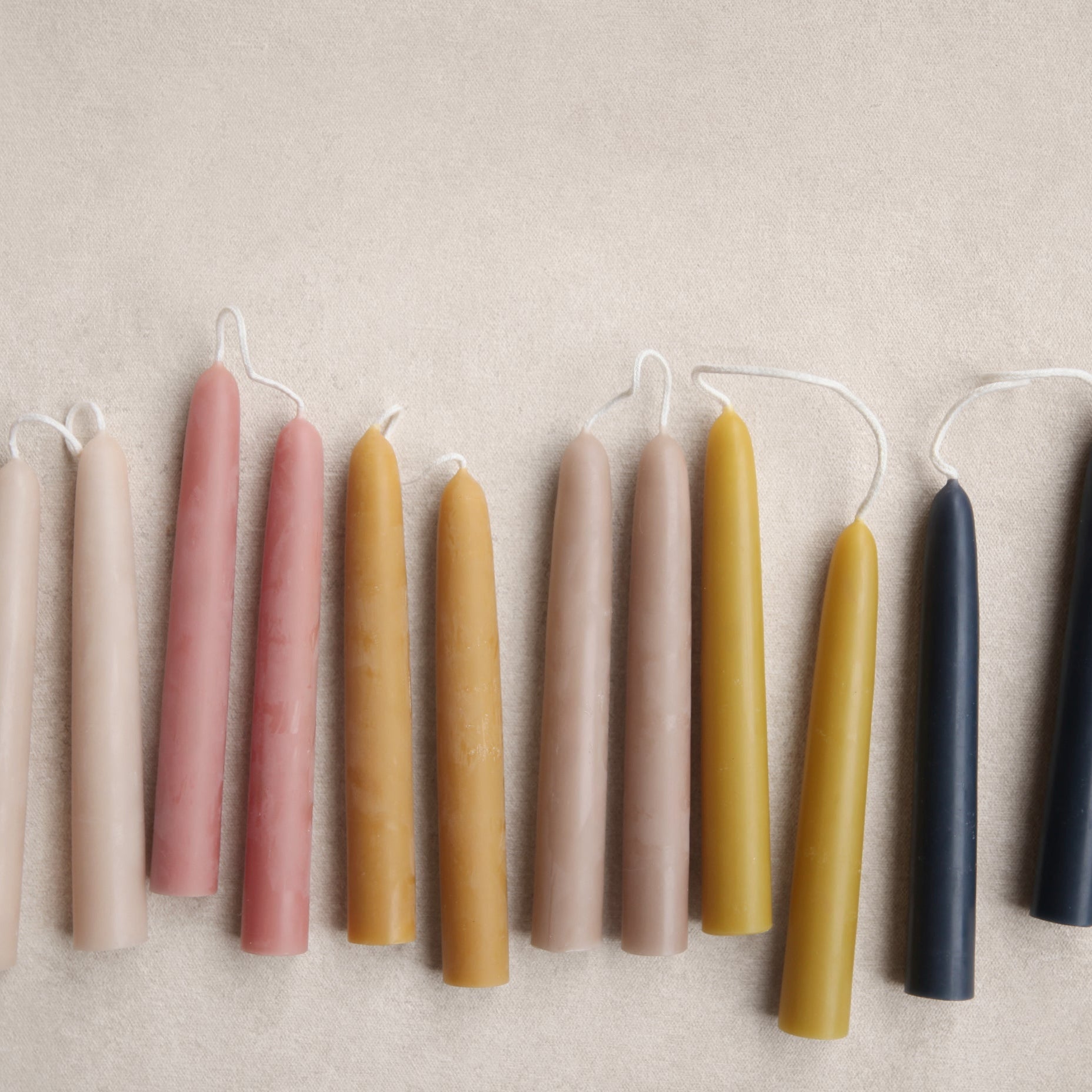 Beeswax Taper Candles 6in _Nature Inspired Colors_Wholesale