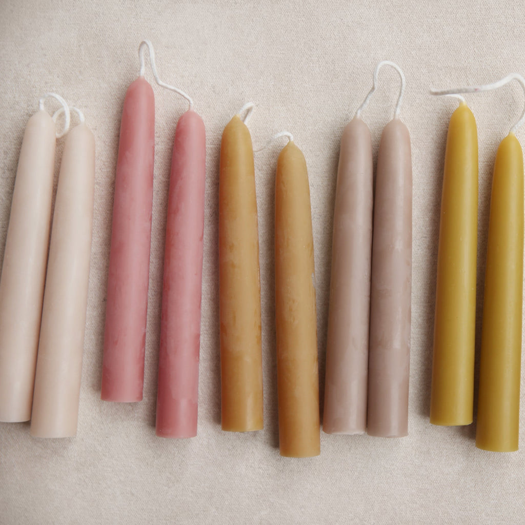 Beeswax Taper Candles 6in _Nature Inspired Colors_Wholesale