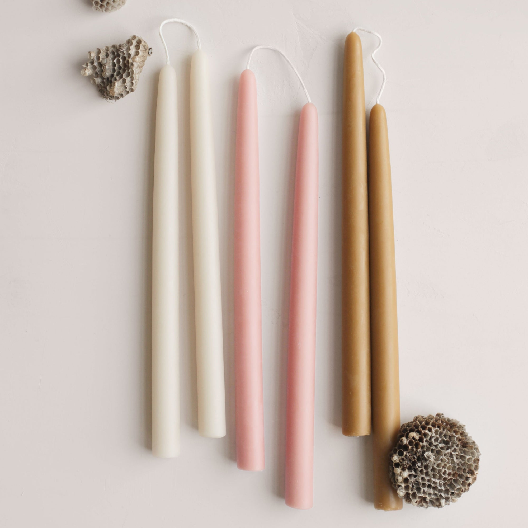 12" Handmade Beeswax Taper Candles