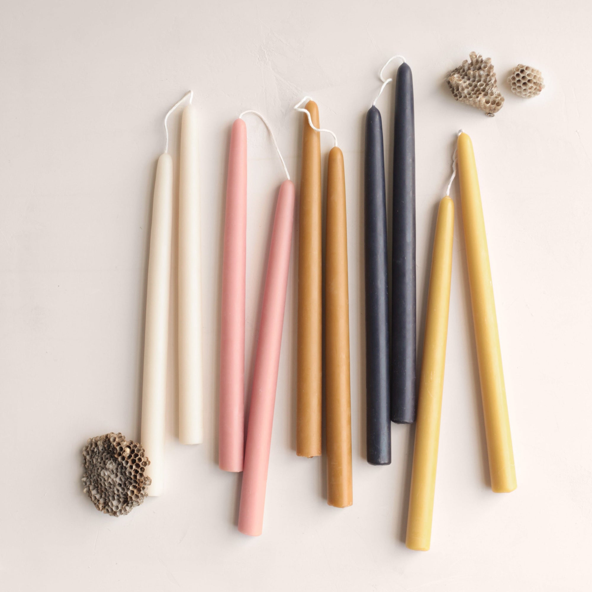 12" Handmade Beeswax Taper Candles