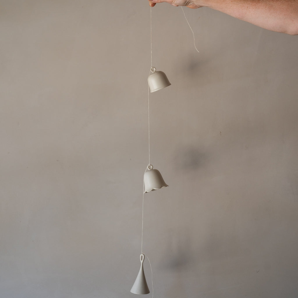 Ceramic Bells Organic Shapes White