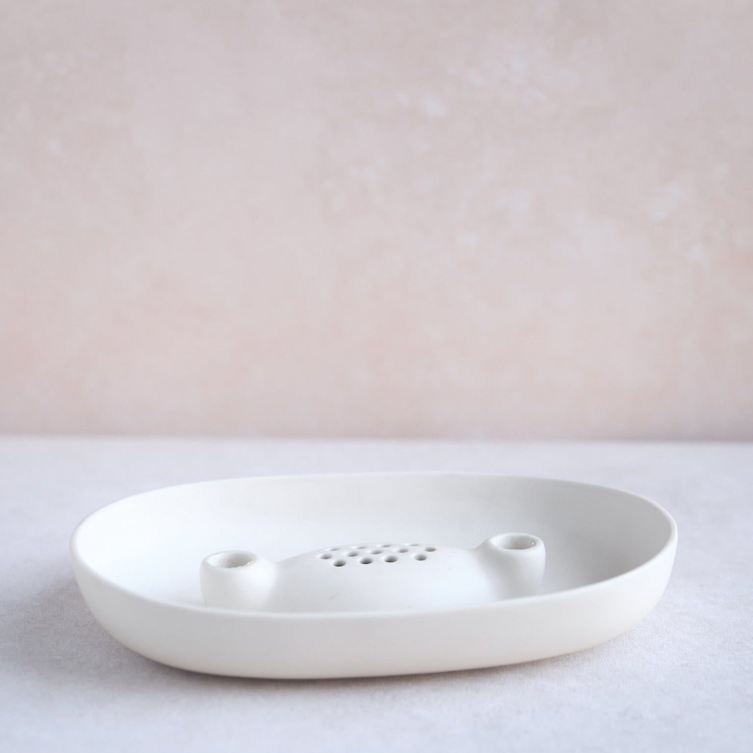 Ceramic Flower Frog Bowl & Taper Holder Spring