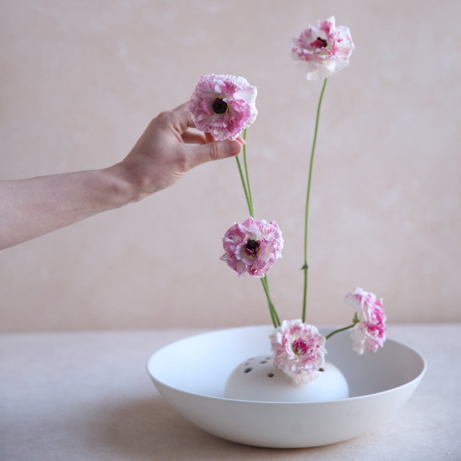 Ceramic Flower Frog Bowl Vase_Ikebana 