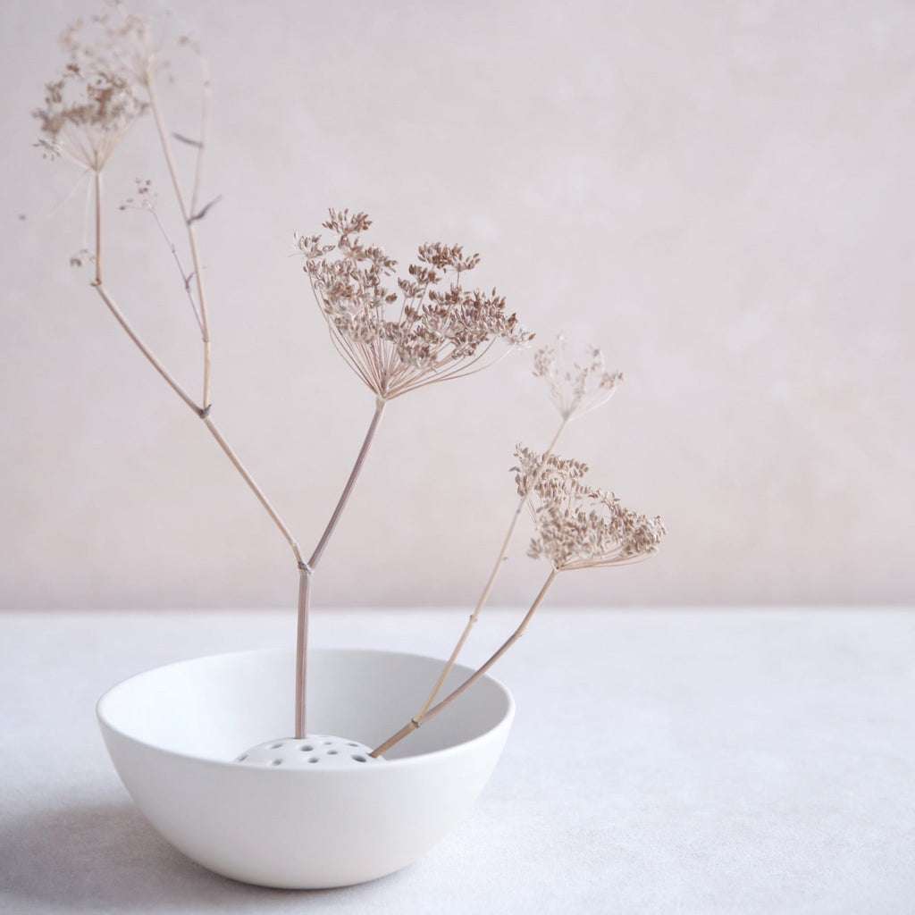 Ceramic Flower Frog Bowl Vase Small  dried flowers