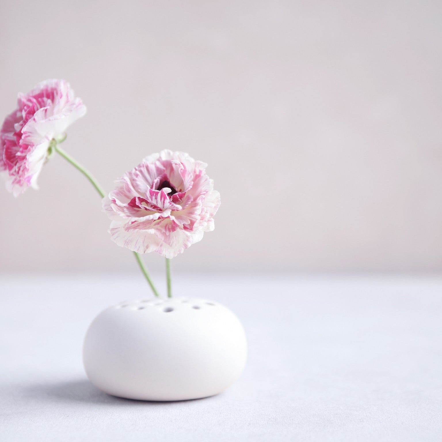 Ceramic Oval Flower Frog Vase Spring