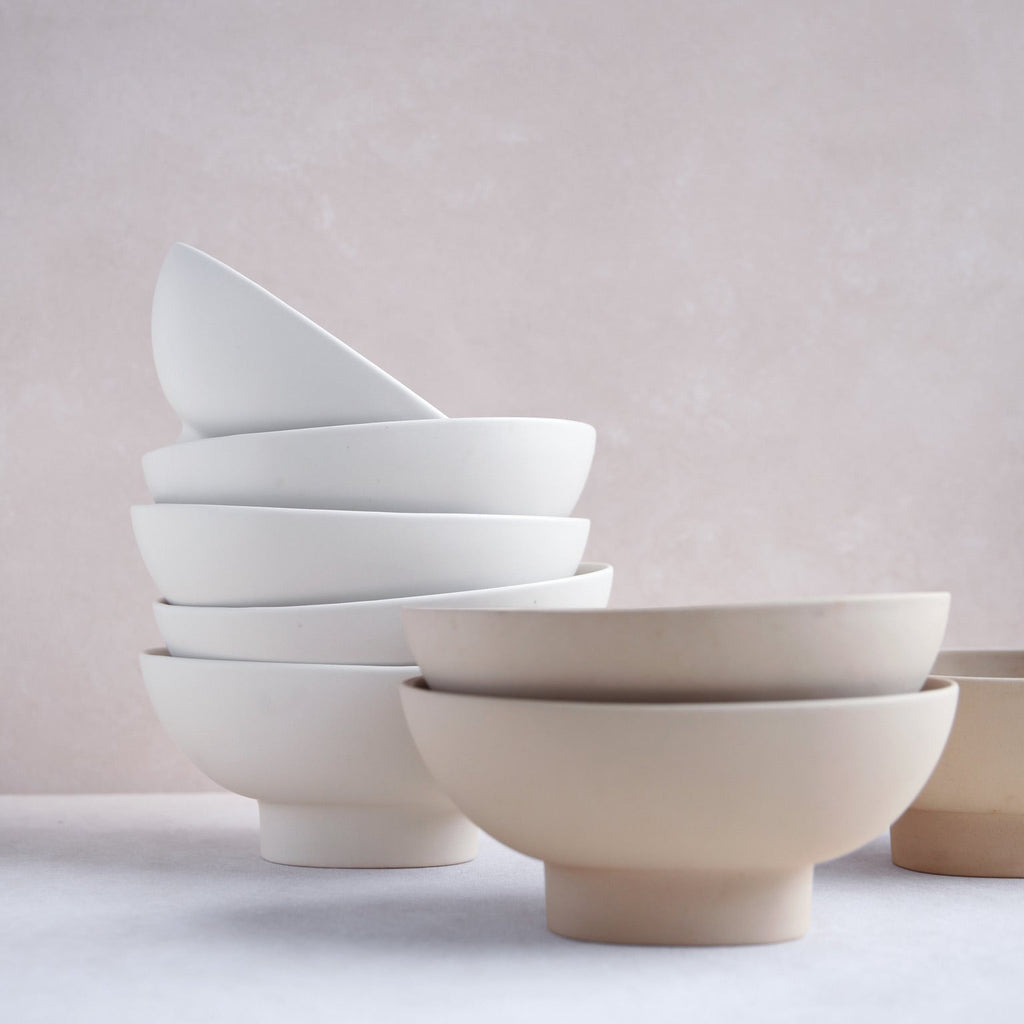 Compote Vases White and Sand
