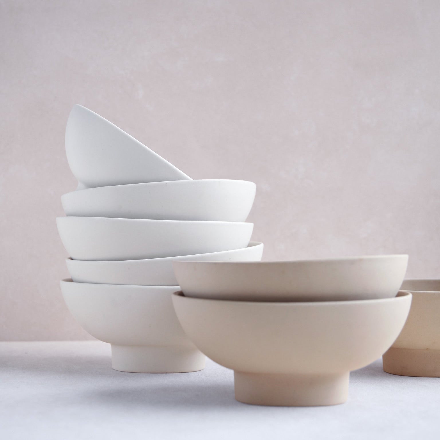 Compote Vases White and Sand