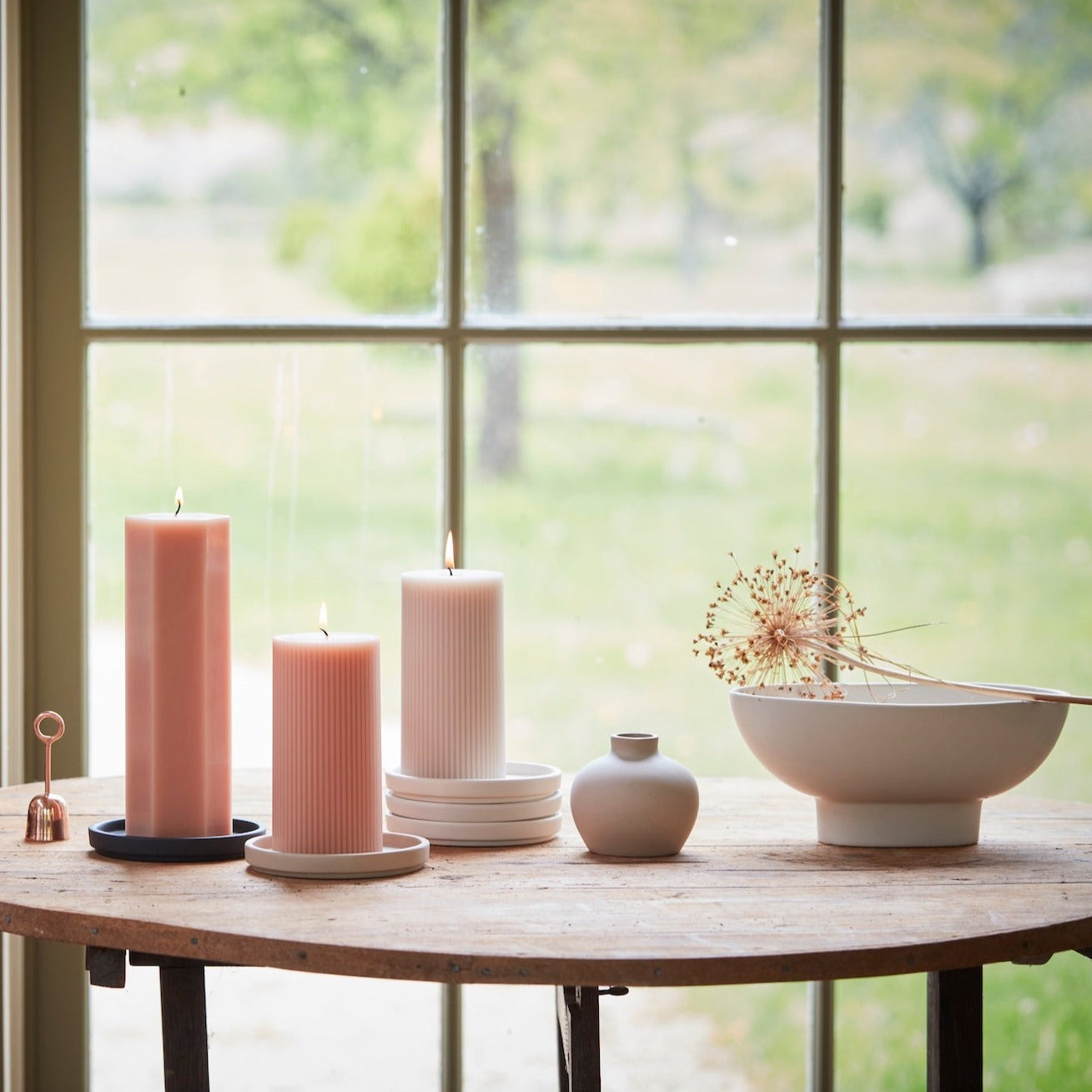 Fancy Ribbed Pillar Candles