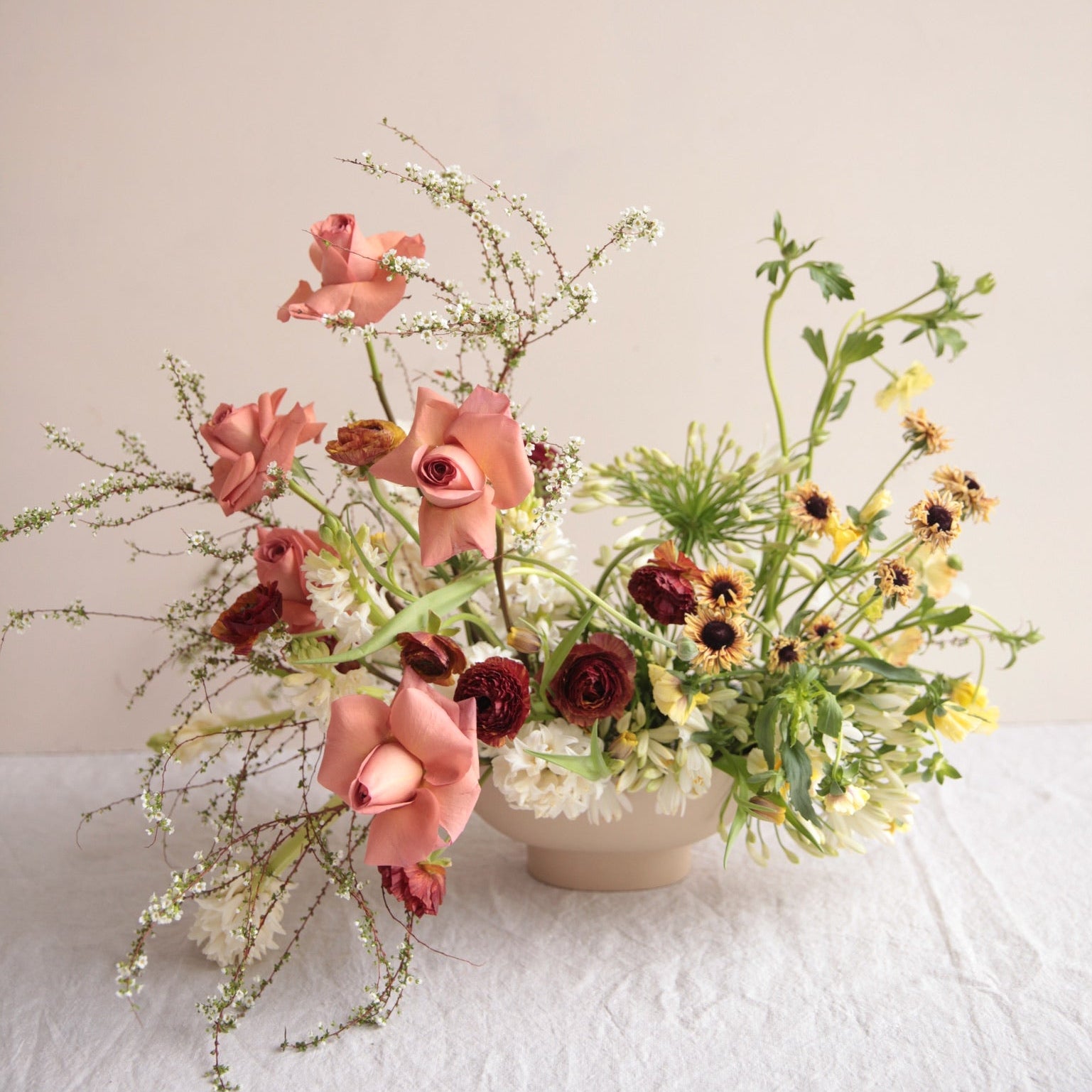 Floral Compote Vase Ceramic