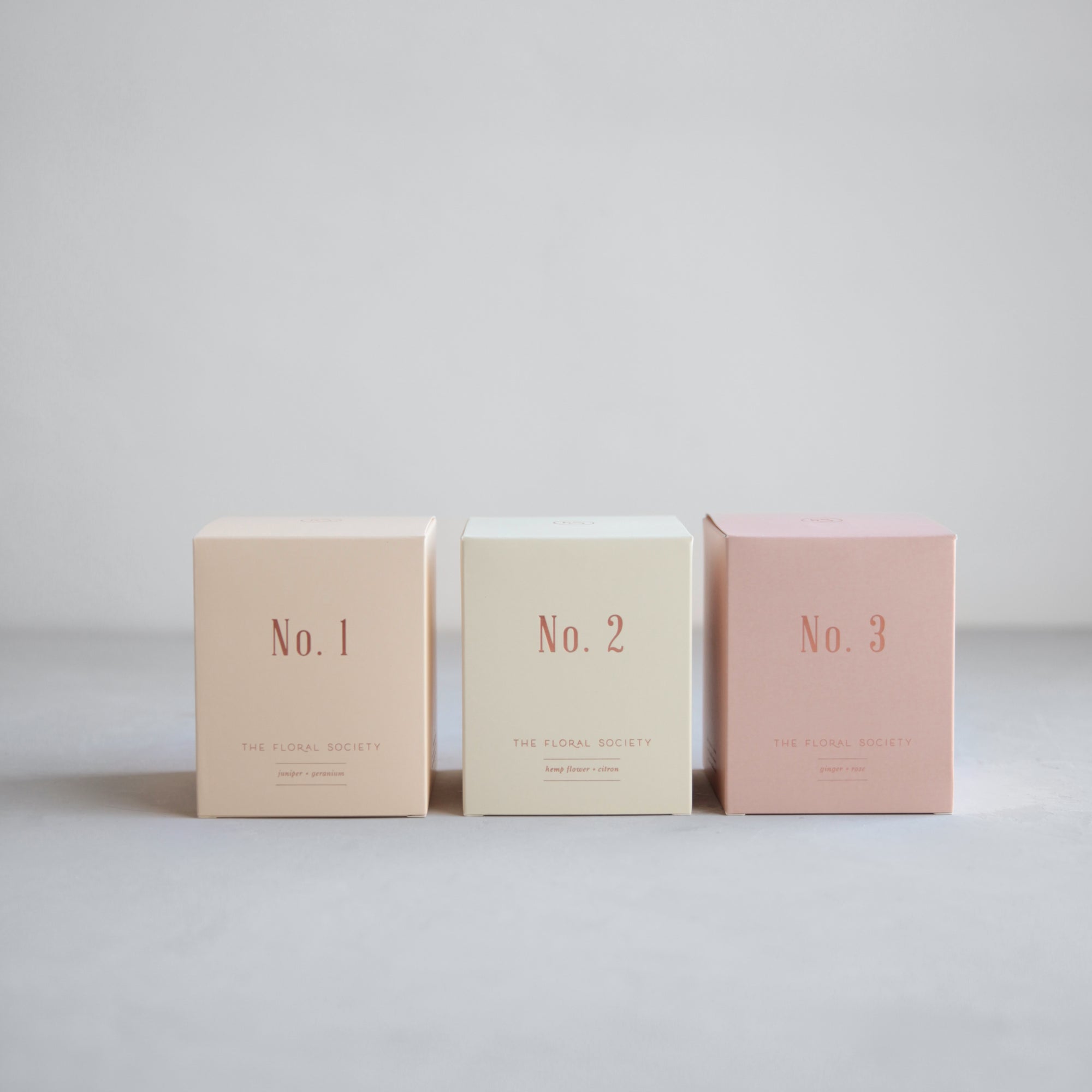 Fragrant Candle_The Floral Society. Juniper & Geranium, Hemp Flower & Citron, Ginger & Rose