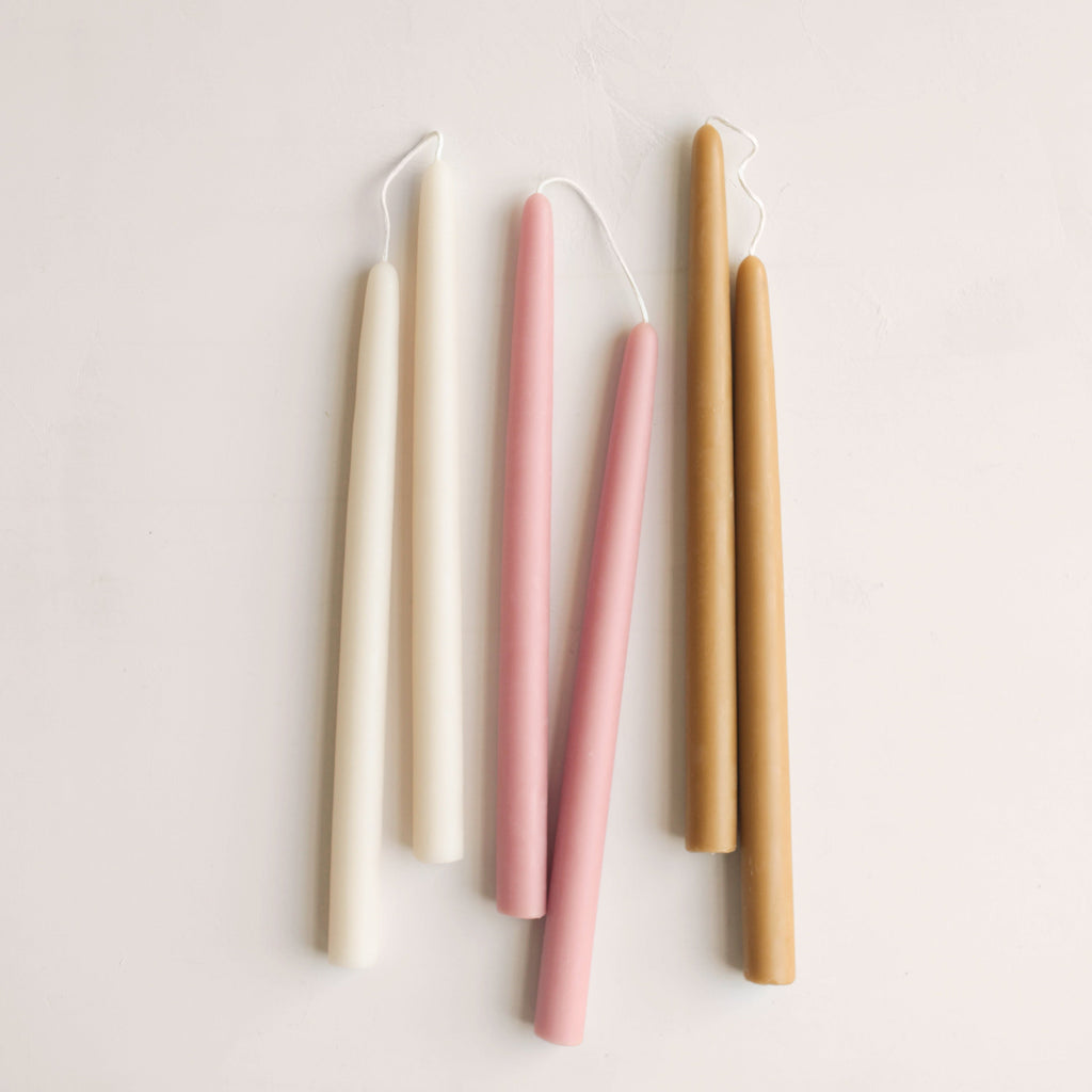 12" Handmade Beeswax Taper Candles