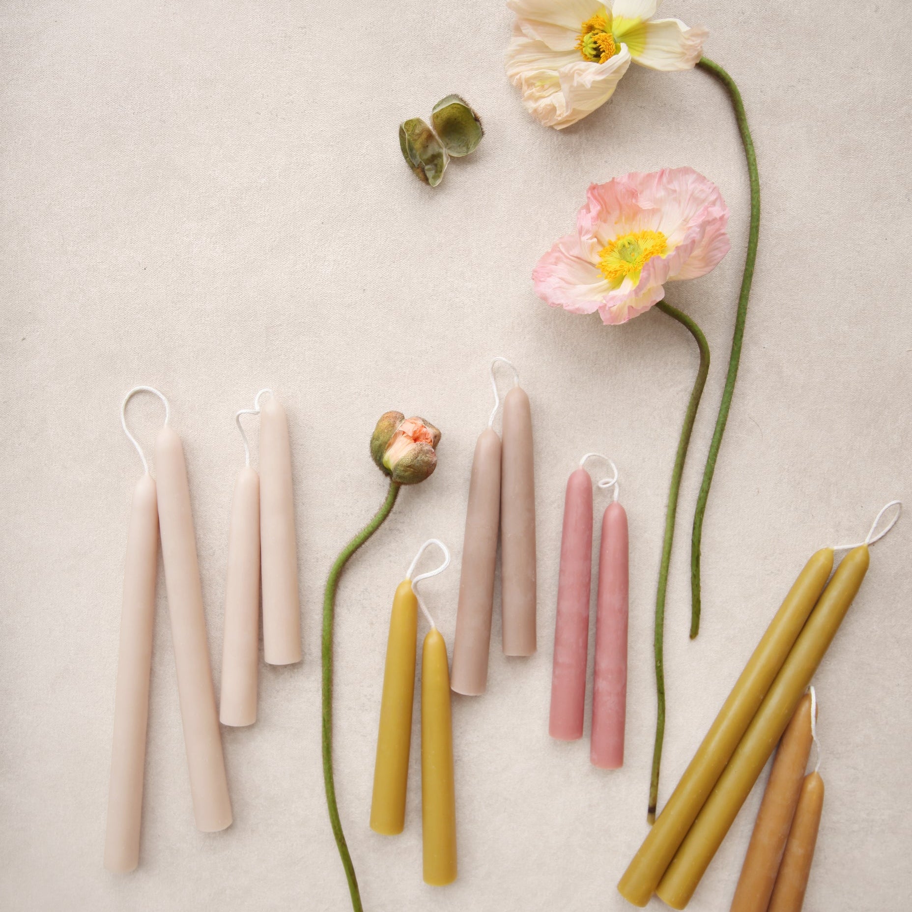 Spring Beeswax Candles 6in