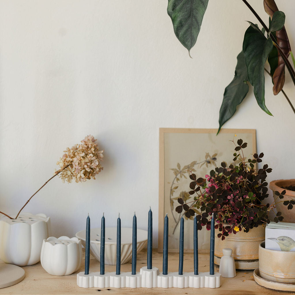 The Floral Society Beeswax Hanukkah Candles_Ink Blue
