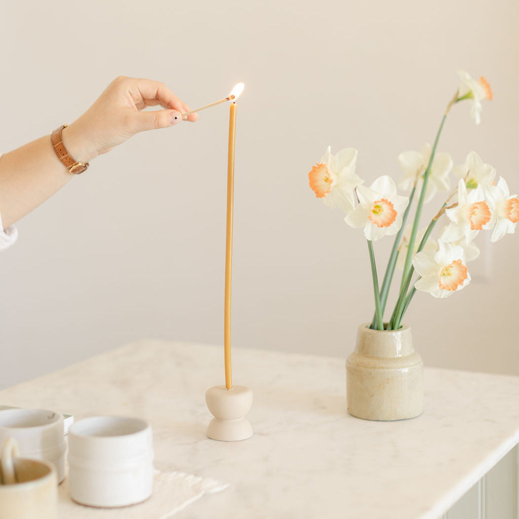 Petite Long Stem Candle Holders, Sand